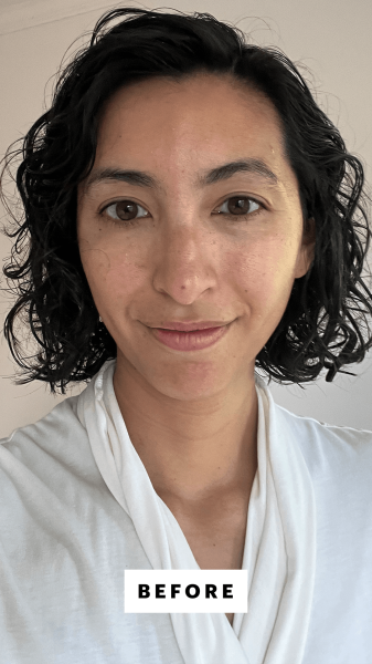 Pai before applying Oribe Grandiose HairPlumping Mousse